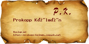Prokopp Kálmán névjegykártya